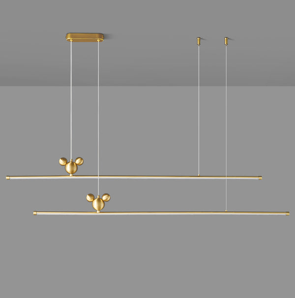 All-copper minimalist long strip restaurant chandelier