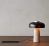 Lampe de table champignon en travertin jaune