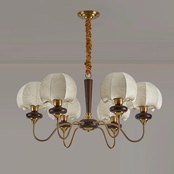 French solid wood fabric chandelier