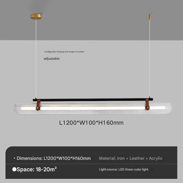 Lustre de salle à manger créatif en cuir à longues bandes