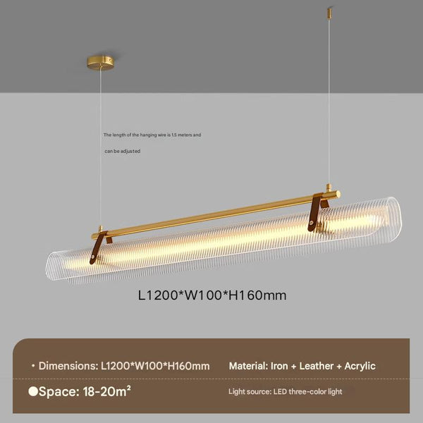 Lustre de salle à manger créatif en cuir à longues bandes