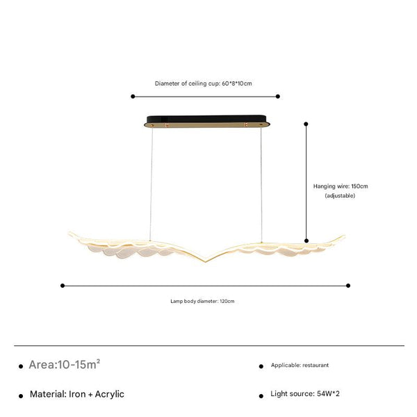 Nordic long strip creative wings led dining chandelier