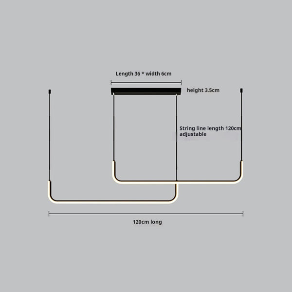 Suspension de salle à manger moderne à LED géométrique à longue bande