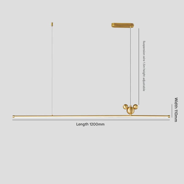 All-copper minimalist long strip restaurant chandelier