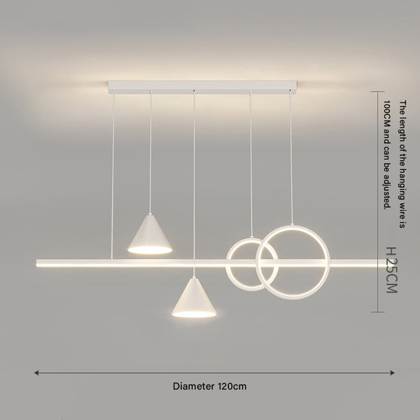 Lustre de restaurant à longue bande géométrique créative minimaliste