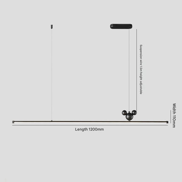 All-copper minimalist long strip restaurant chandelier