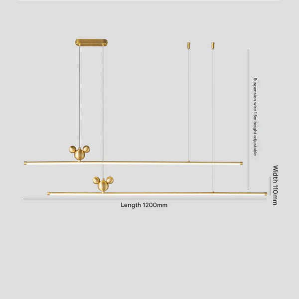 All-copper minimalist long strip restaurant chandelier