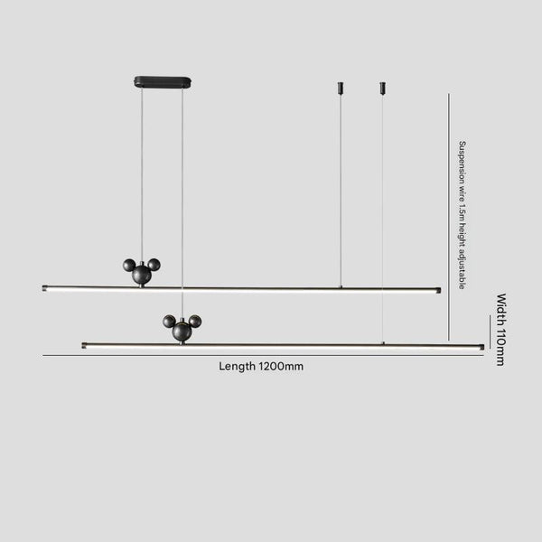 All-copper minimalist long strip restaurant chandelier