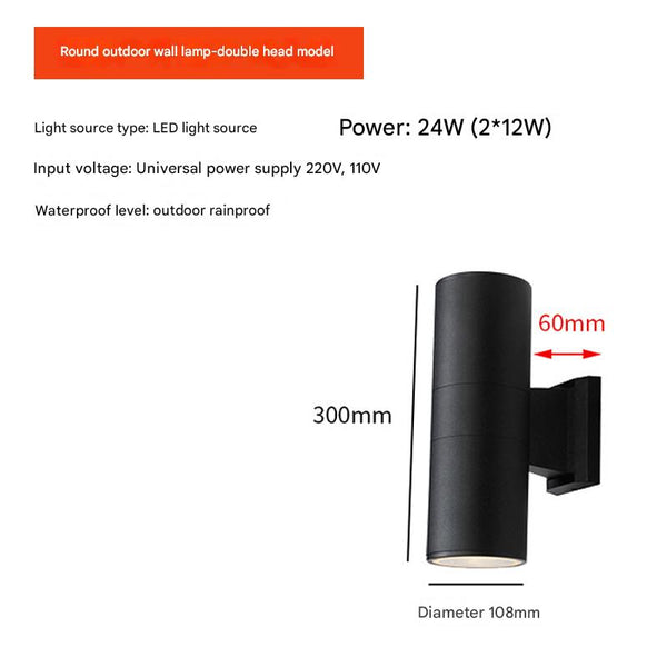 LED outdoor garden waterproof double head wall lamp