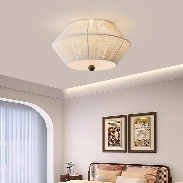 Japanese style wabi-sabi style hemp rope woven bedroom ceiling lamp