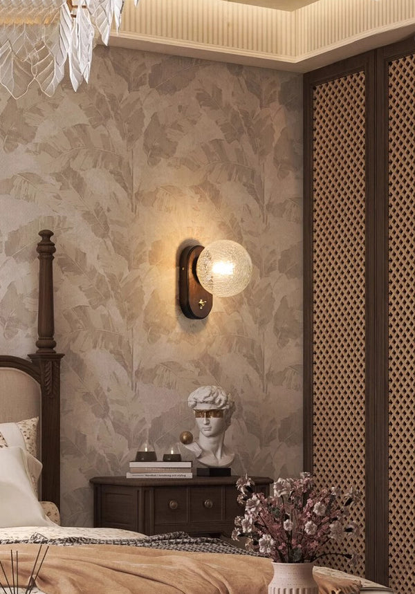 Solid wood crack glass aisle wall lamp