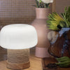 Cremefarbene Tischlampe im Pilz-Stil