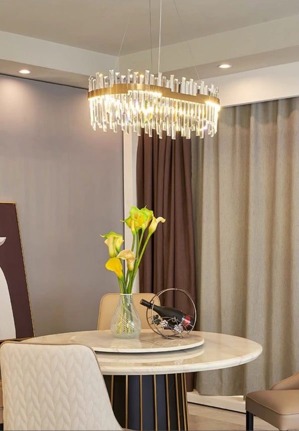 French light luxury LED living room crystal chandelier
