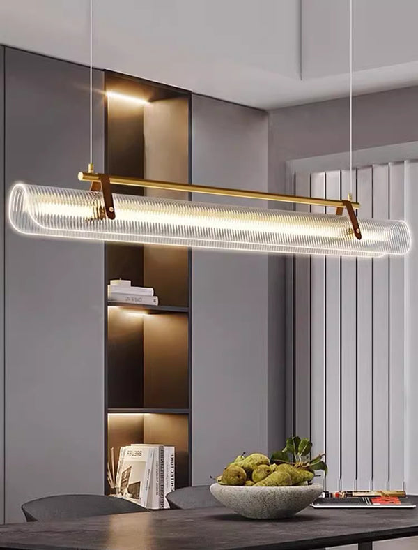 Lustre de salle à manger créatif en cuir à longues bandes