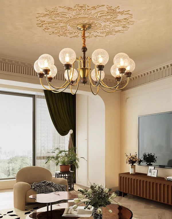 Amerikanischer Retro-Kronleuchter aus Massivholz für das Wohnzimmer