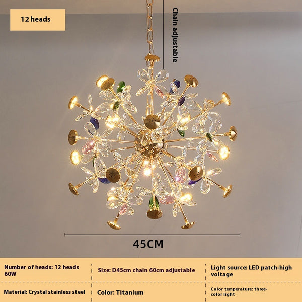 Creative petal dandelion colored crystal chandelier