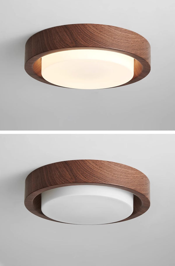 Medieval style wood grain glass bedroom ceiling lamp