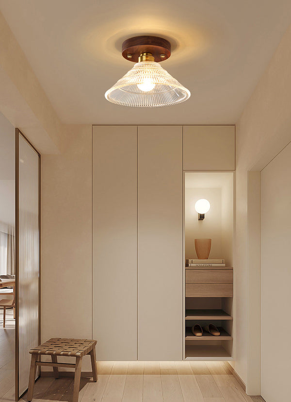 Deckenlampe aus Walnussglas im mittelalterlichen Stil