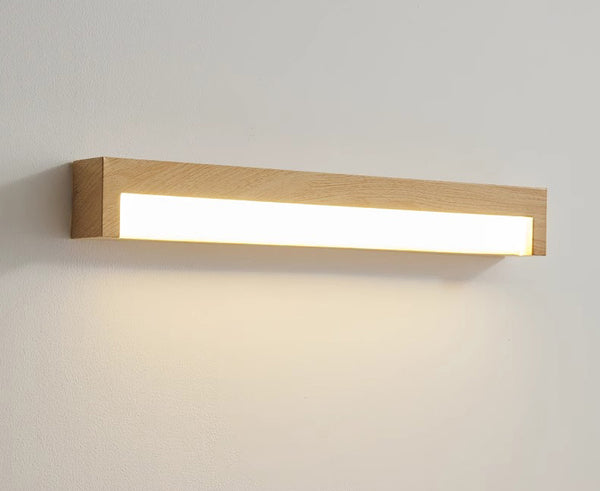 Lampe de chevet murale rétro à longues bandes en grain de bois