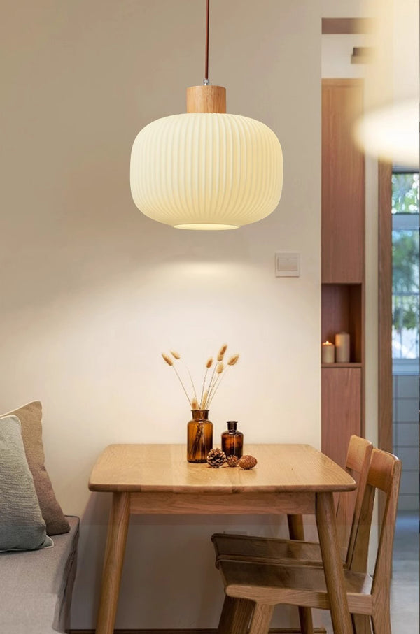 Japanese style solid wood glass restaurant bar Pendant light