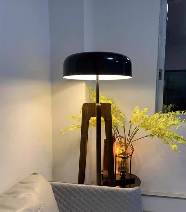 Solid wood tripod table lamp