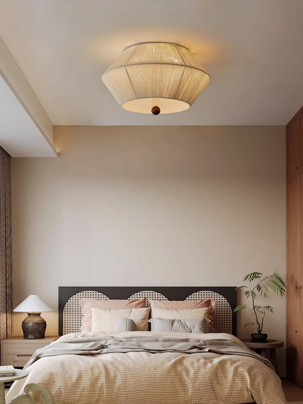 Japanese style wabi-sabi style hemp rope woven bedroom ceiling lamp