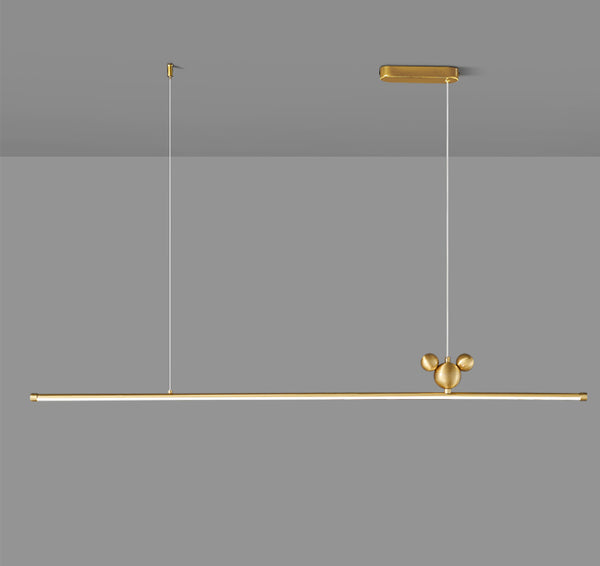 All-copper minimalist long strip restaurant chandelier