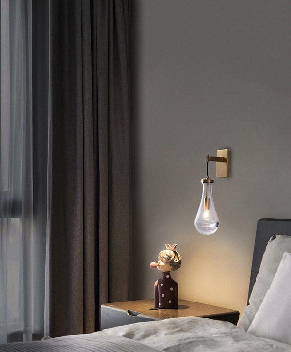 All-copper creative water drop bedroom bedside wall lamp
