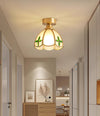 American retro copper color glass entrance corridor ceiling lamp