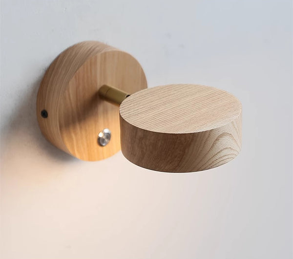 Rotatable bedroom solid wood wall lamp