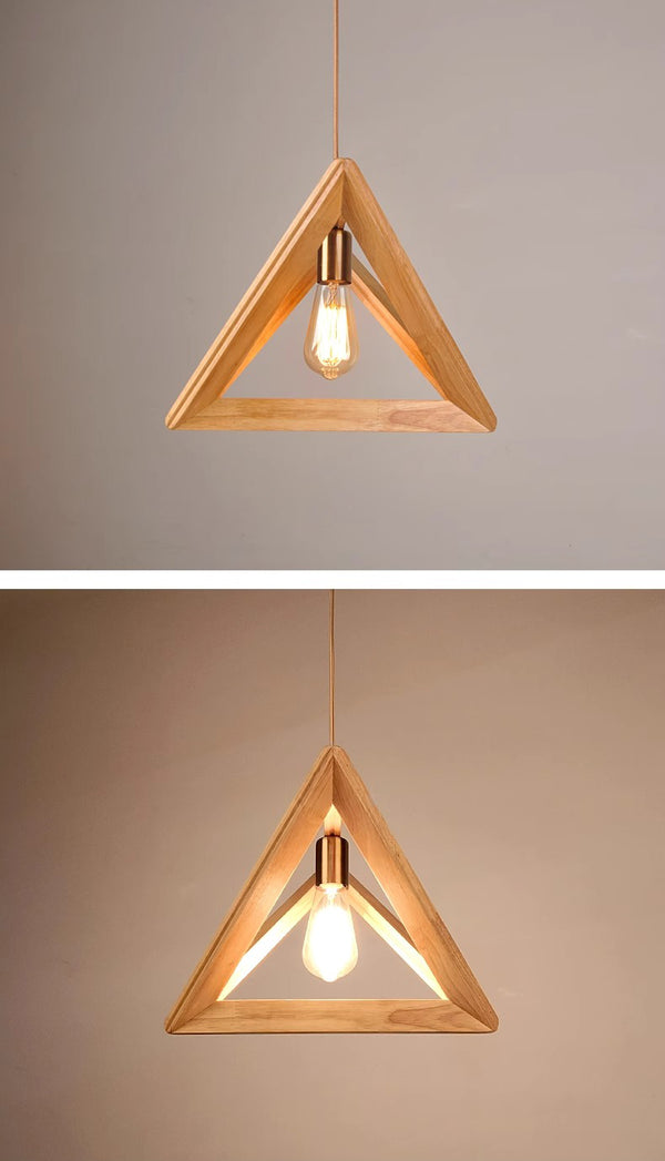 Lustre triangulaire en bois massif