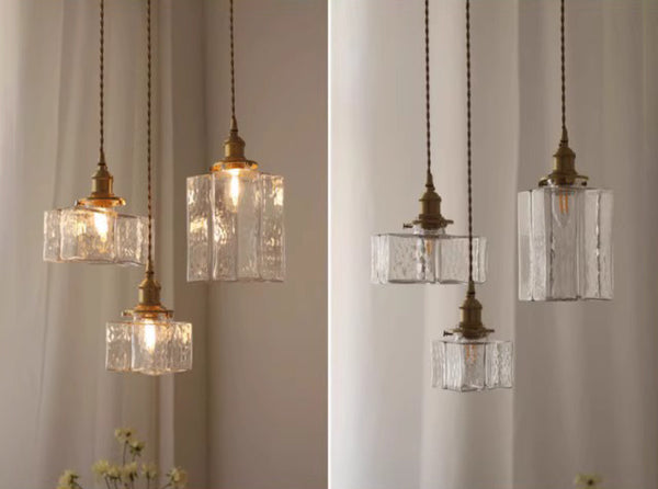 Japanese style vintage brass glass dining room bedroom Pendant light