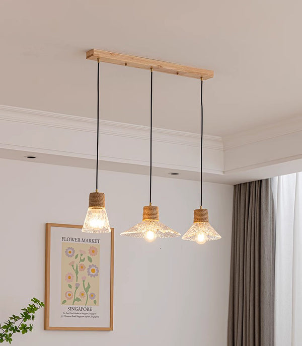 Kronleuchter aus Holzwindglas im japanischen Stil