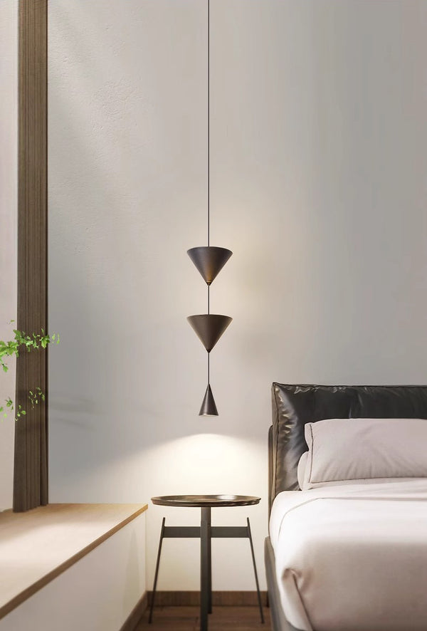 Minimalist conical bedroom bedside background wall chandelier