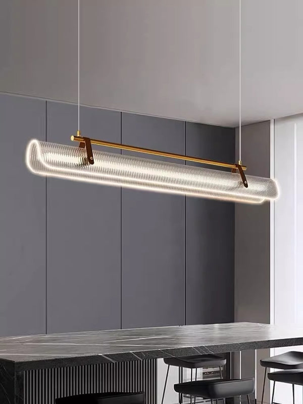 Lustre de salle à manger créatif en cuir à longues bandes