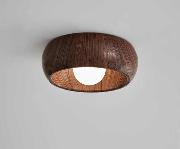 Round creative wood grain corridor ceiling lamp