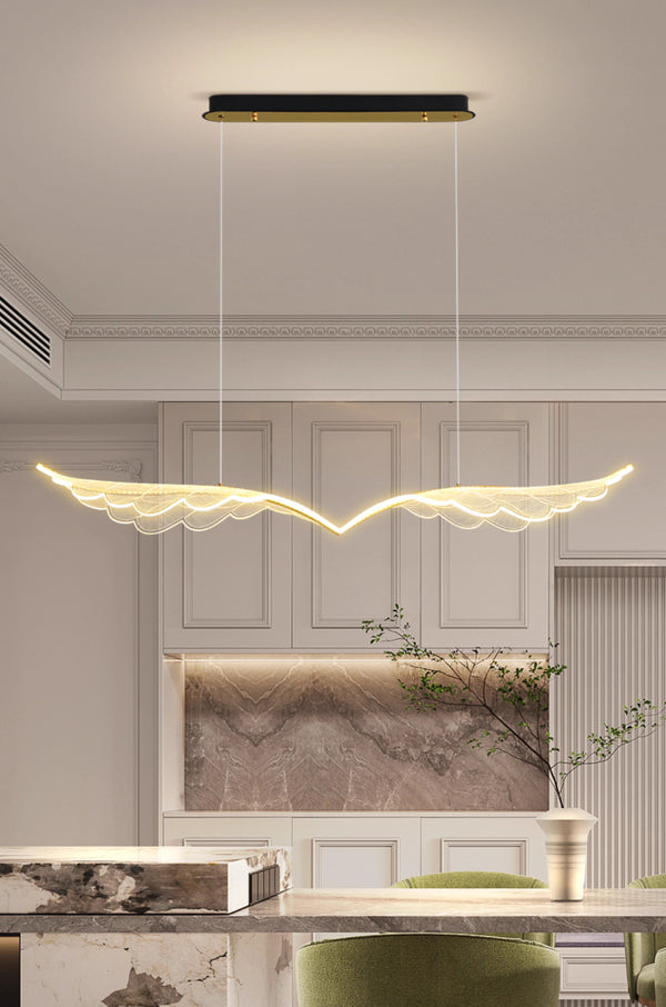Nordic long strip creative wings led dining chandelier