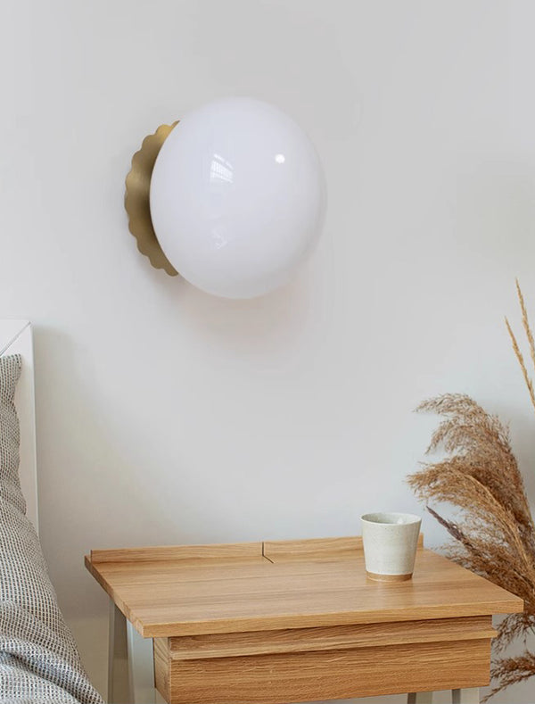 Retro cream style glass ball bedside corridor wall lamp