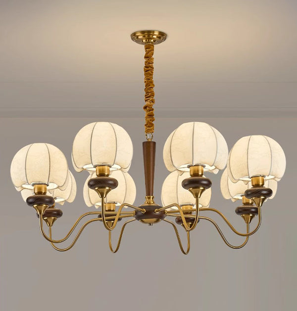 French solid wood fabric chandelier