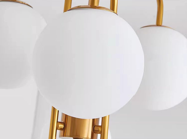 Lustre boule en verre blanc laiteux Nordic Magic Bean