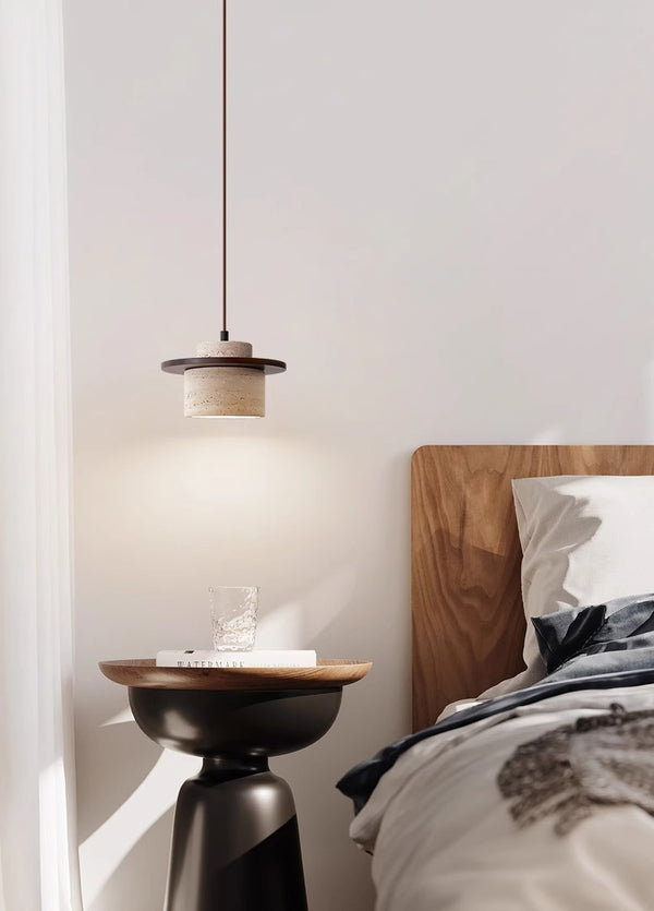 Vintage solid wood yellow travertine bedroom bedside chandelier