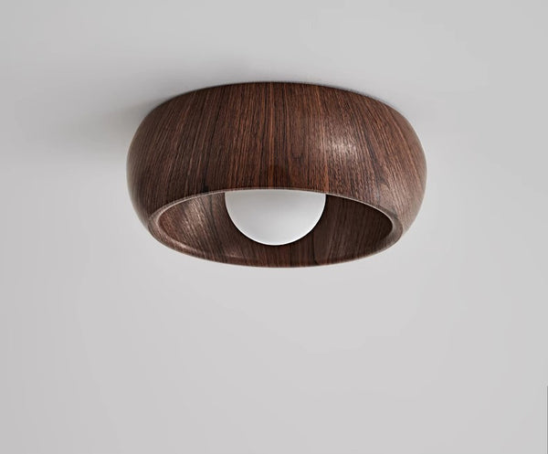 Round creative wood grain corridor ceiling lamp