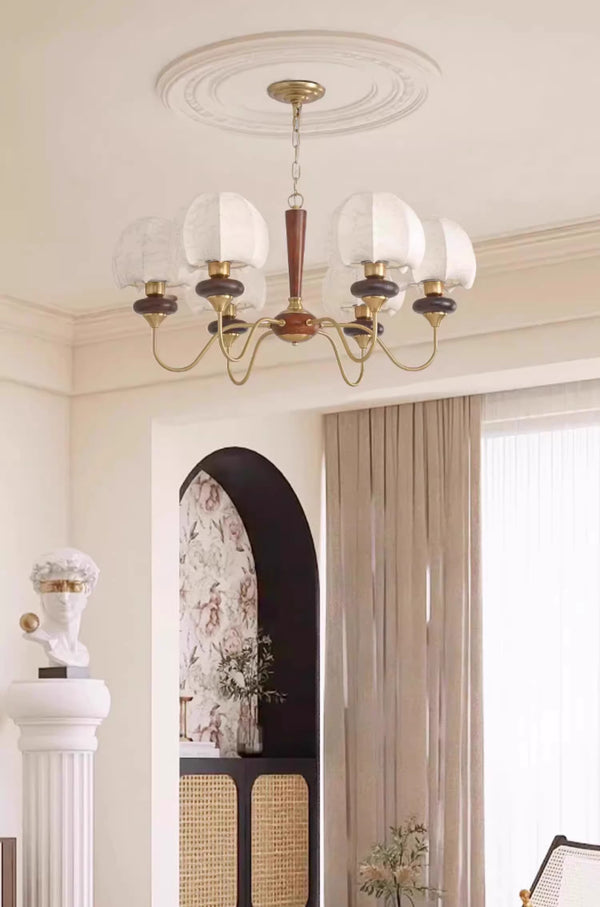 French solid wood fabric chandelier