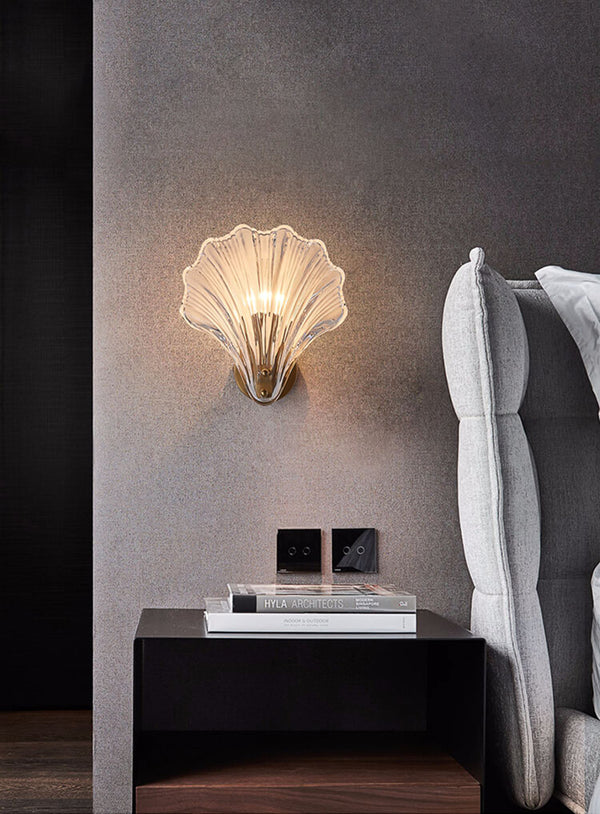 Messing Glas KristallShell Wandleuchte