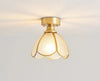 American retro copper color glass entrance corridor ceiling lamp