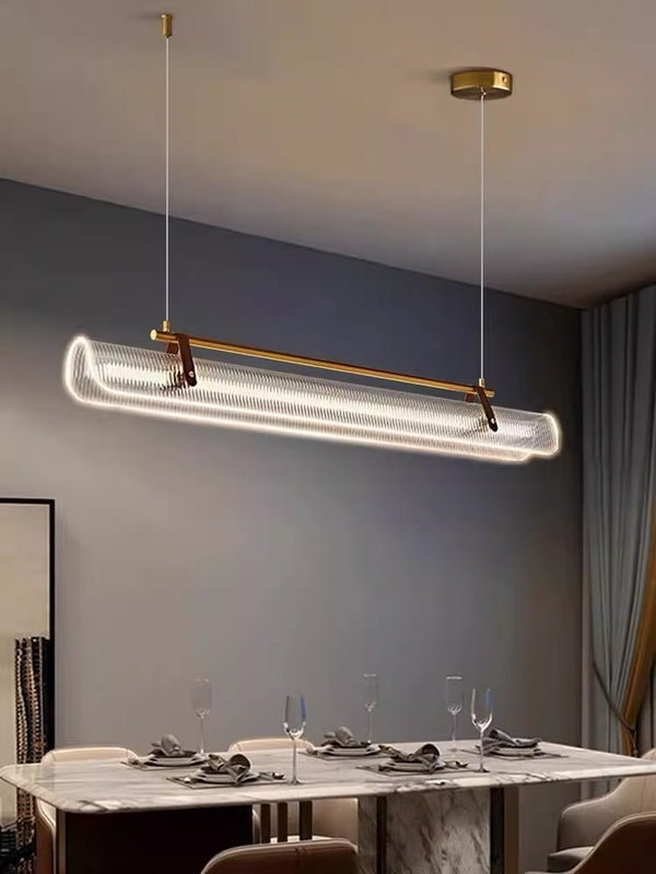 Lustre de salle à manger créatif en cuir à longues bandes