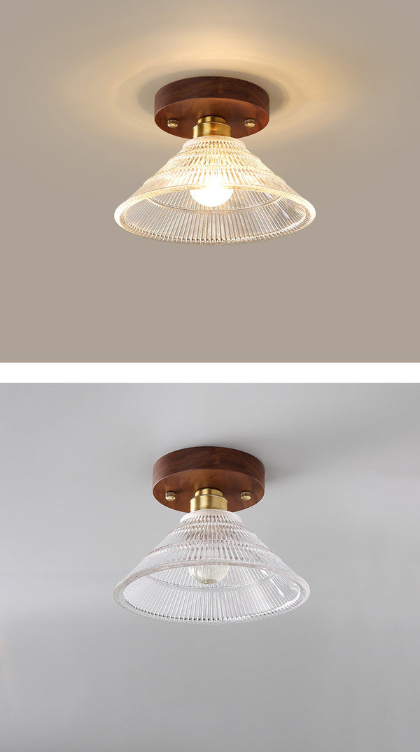 Deckenlampe aus Walnussglas im mittelalterlichen Stil