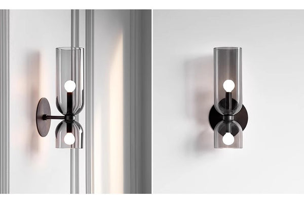 Nordic creative double head glass bedroom corridor wall lamp