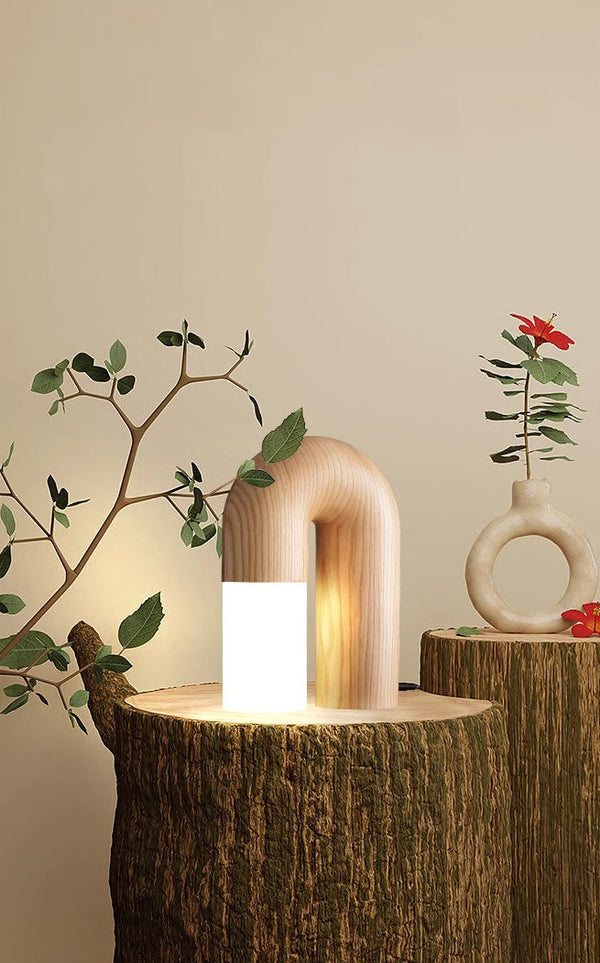 Lampe de table de chambre à coucher en bois massif