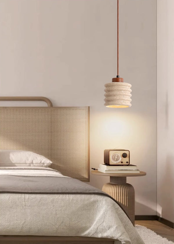 Japanese style creative yellow travertine bedroom chandelier